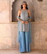 Hazel blue crepe kurta set