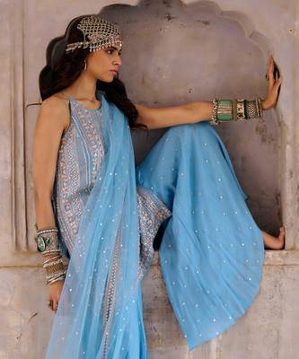 Hazel blue crepe kurta set 2