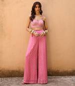 Mauve pink georgette jacket set