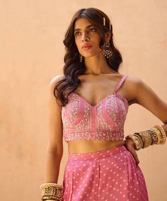 Mauve pink georgette jacket set 5