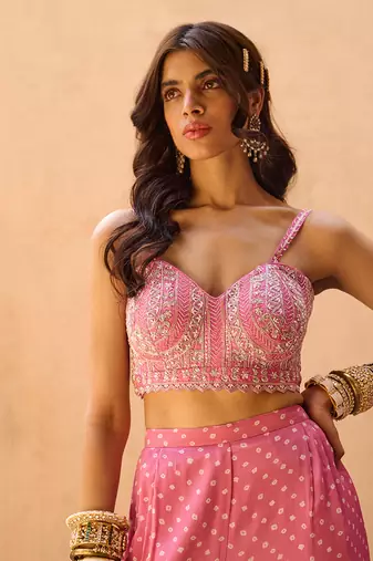 Mauve pink georgette jacket set