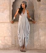 Grey georgette cowl dress