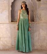 Sage green georgette gown