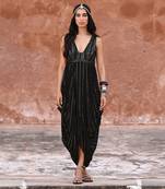 Black georgette cowl dress