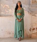 Sage green drape skirt set