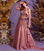 Rose dust gown with drape