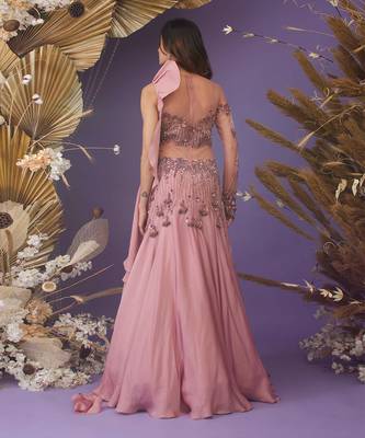 Rose dust gown with drape 4