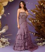 Purple hand embroidered gown