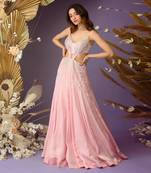 Blush pink hand embroidered gown