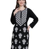 Women chikankari kurta black
