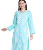 Women chikankari kurta blue