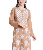 Women chikankari kurta beige