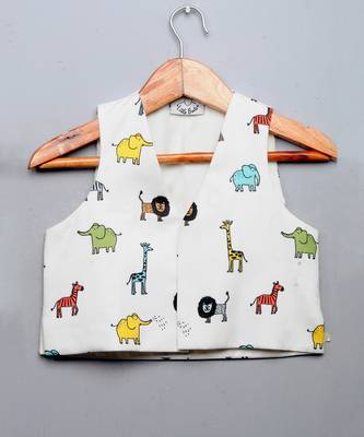 White animal printed waist coat 1