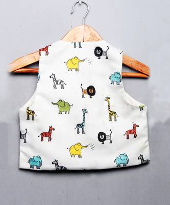 White animal printed waist coat 2
