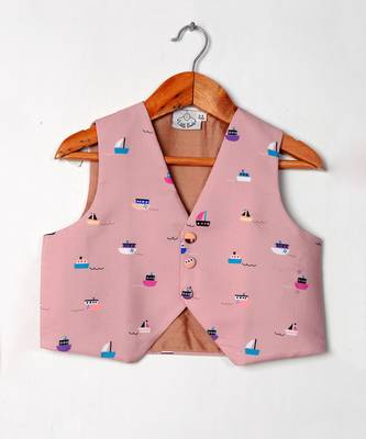 Onion pink boat printed waist coat 1