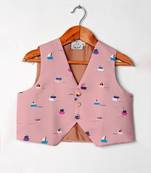 Onion pink boat printed waist coat