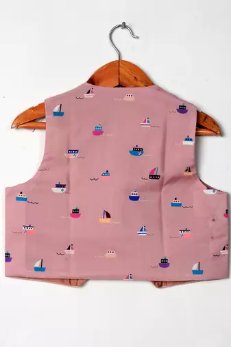 Onion pink boat printed waist coat