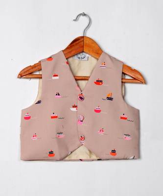 Beige boat printed waist coat 1