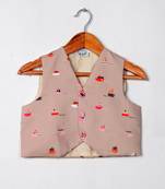 Beige boat printed waist coat