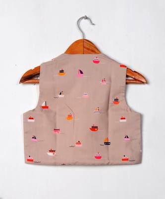 Beige boat printed waist coat 2