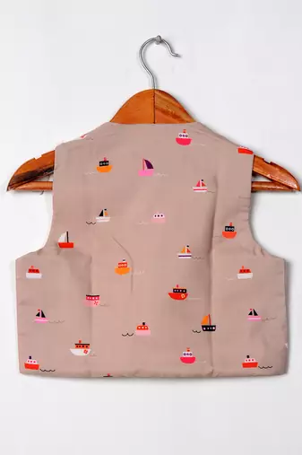 Beige boat printed waist coat