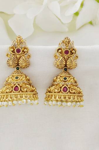 Matt gold cz jhumka jhumki earring
