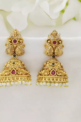 Matt gold cz jhumka jhumki earring