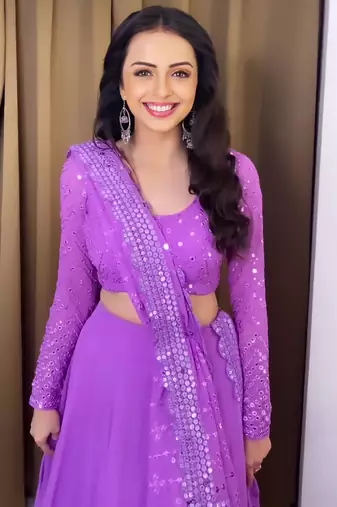 Lavender Sequence With Thread Embroidery Work Faux Georgette Lehenga Choli For Wedding