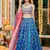 Blue Sequins Thread And Zari Embroidered Chinon Designer Lehenga For Bride