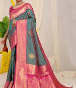 DARK TEAL BEAUTIFUL BANARASI SILK SAREE