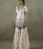 Lightest Pale Shade Pink Colored Embroidered Chanderi Cotton Salwar Kameez