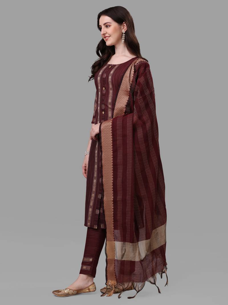WILNERCROWN Designer  calf length ethnic set kurta, pant and dupatta set for women for casual and festive wear