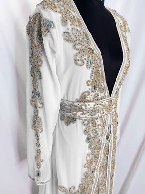 White Georgette Zari Work Kaftan 2