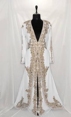 White Georgette Zari Work Kaftan 1
