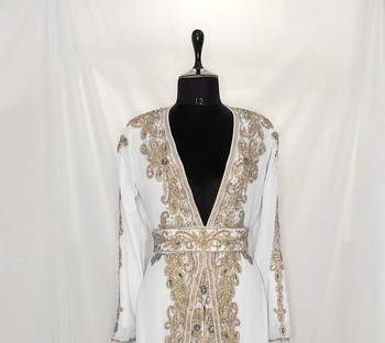 White Georgette Zari Work Kaftan 3