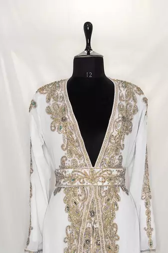 White Georgette Zari Work Kaftan