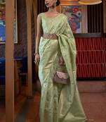 Green Kirpan Womens silk Blend Light Green Woven Designer Saree With Blouse For Women