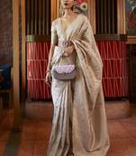 Cream Kirpan Womens silk Blend Light Green Woven Designer Saree With Blouse For Women