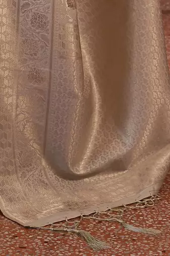 Cream Kirpan Womens silk Blend Light Green Woven Designer Saree With Blouse For Women