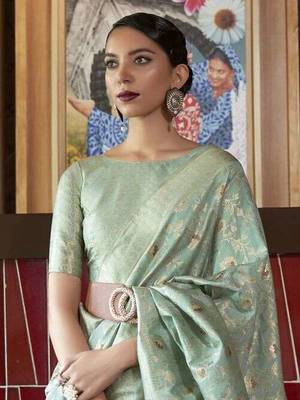 Sea Green Wedding Saree for Women 3