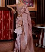 Pink Kirpan Womens silk Blend Light Green Woven Designer Saree With Blouse For Women