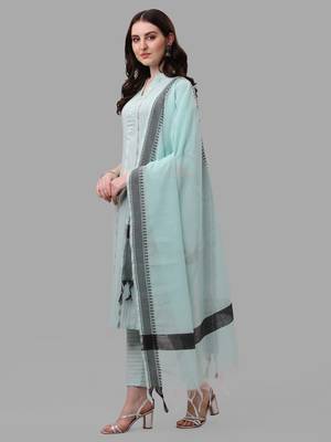 WILNERCROWN Designer  calf length ethnic set kurta, pant and dupatta set for women for casual and festive wear 3