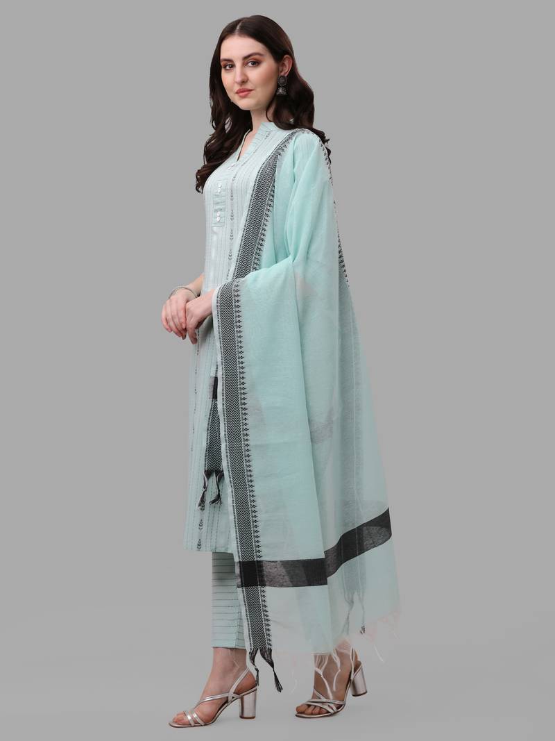 WILNERCROWN Designer  calf length ethnic set kurta, pant and dupatta set for women for casual and festive wear