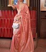 Pink Kirpan Womens silk Blend Light Green Woven Designer Saree With Blouse For Women