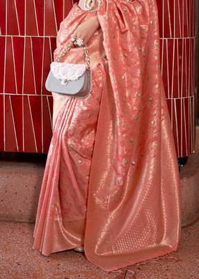 Pink Kirpan Womens silk Blend Light Green Woven Designer Saree With Blouse For Women 4