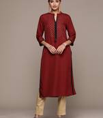 Ziyaa women's maroon crepe straight kurta