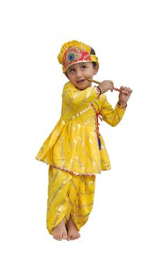 Aglare Krishna..Embroidered Angarkha Top ,kedia dress for Janmashtami and Navratri.BOY AND GIRL. Yellow yellow 1