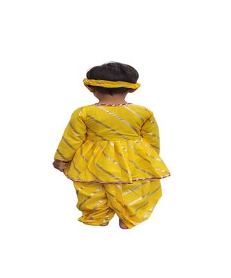 Aglare Krishna..Embroidered Angarkha Top ,kedia dress for Janmashtami and Navratri.BOY AND GIRL. Yellow yellow 2