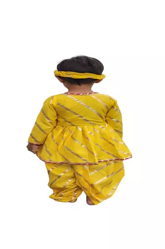 Aglare Krishna..Embroidered Angarkha Top ,kedia dress for Janmashtami and Navratri.BOY AND GIRL. Yellow yellow