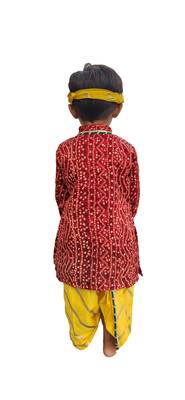 Aglare Krishna..Embroidered Kurta Top ,Kurta dress for Janmashtami and Navratri.BOY AND GIRL. Red Yellow 2